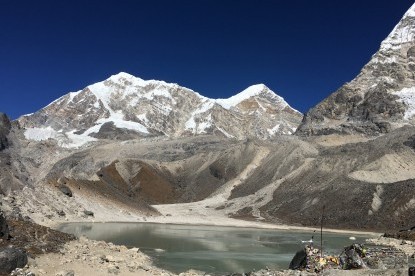The holy lake of Dudh Kunda at the base of Numbur himal